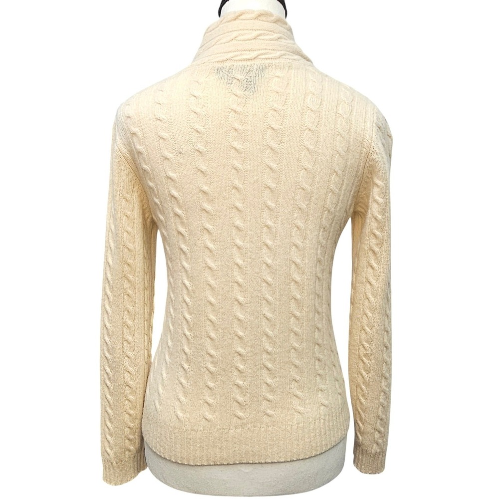 Vtg 90s Ralph Lauren Wool Angora Cable Knit Sweater P/P Petite XS FLAW - Picture 2 of 10
